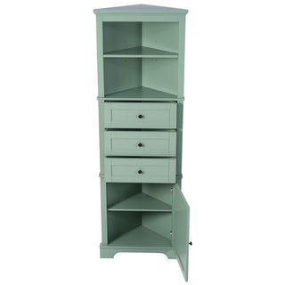 Tall Storage Cabinet With 3 Drawers And Adjustable Shelves For Bathroom