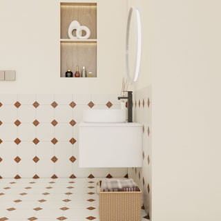 Floating Bathroom Vanity With Glossy Round Vessel Sink