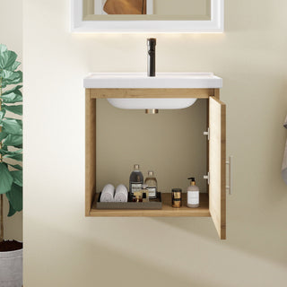 Floating Bathroom Vanity Combo, Wall Mounted Cabinet With Sink & Soft Close Doors For Small Bathrooms