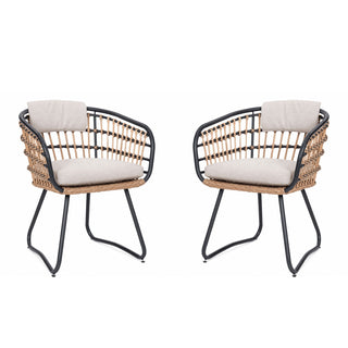 Patio All Weather Armchairs With Cushions (Set of 2) - Beige
