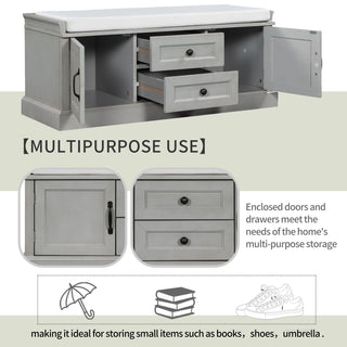 Hearth & Haven Daisy - Storage Bench With 2 Drawers And 2 Cabinets