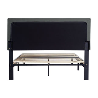 Modern Upholstered Platform Bed Frame With Button Tufted Fabric Headboard