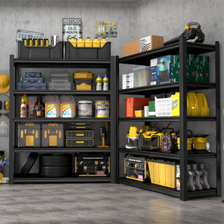 Shelves With 5 Removable Dividers, Durable For Garage - Black