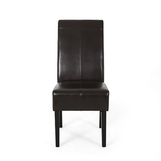 Bonded Leather Upholstered Dining Chair With Solid Wood Legs (Set of 2) - Chocolate