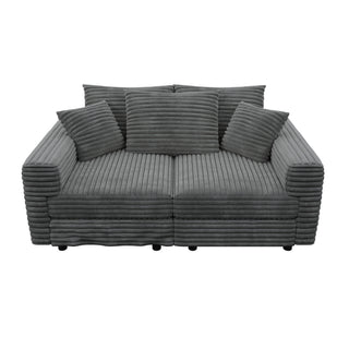 Deep Seat Convertible Sofa With Soft Pillows And Ottomans