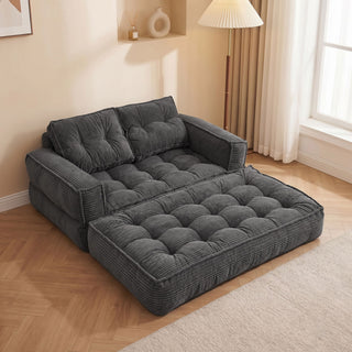 2 Seater Modular Corduroy Sofa With Chaise Lounge For Living Room