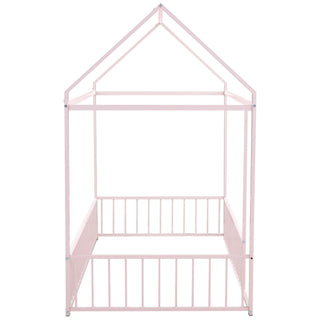 Metal Bed House Bed Frame With Fence
