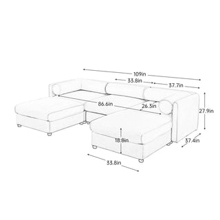 Contemporary Elegant Sofa With Storage And Ottoman