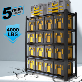 Tall Metal Shelves With Removable Dividers Are High Capacity And Load Bearing For Garages, Kitchens And Offices