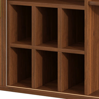 Fluted Liquor & Coffee Bar Cabinet With 6 Wine Racks And 3 Glass Holders