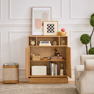 Fluted Sideboard Buffet Cabinet With 2 Doors And Adjustable Shelf, Storage Cabinet For Entryway