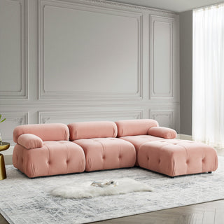 Modular Sectional Sofa, Button Tufted Design With Diy L-Shaped Layout, Reversible Ottoman