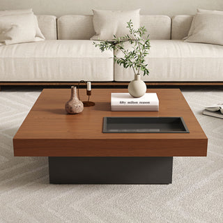 Square Floating Coffee Table For Living Room - Dark Walnut