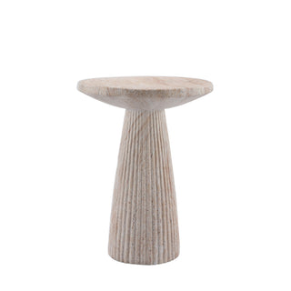 Fluted Pedestal Round Coffee Table - Beige / Yellow
