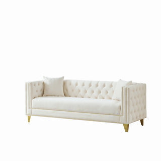 3 Seater Deep Seat Sofa, Sofa With Button Nailhead, Square Arm