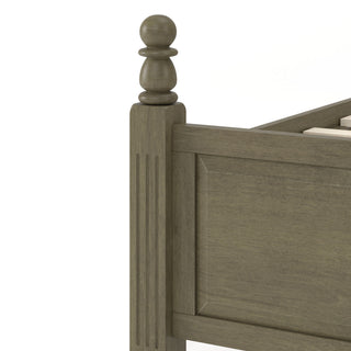 Farmhouse Platform Bed Frame With Tall Linen Upholstered Headboard