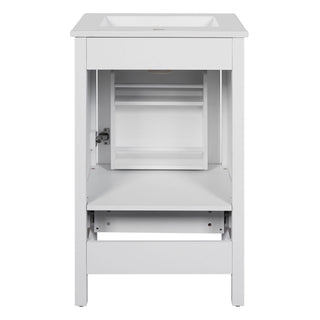 Bathroom Vanity With Ceramic Sink, Soft Close Drawers, Door Organizer, Divider Drawer, Adjustable Foot Pads