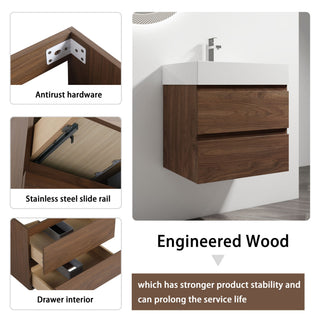 Wall Mounted Bathroom Vanity And Sink, 2 Soft Close Drawers