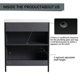 Modern Freestanding Bathroom Vanity With Resin Sink & Soft Close Cabinet Doors