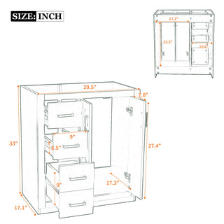 Retro Style Bathroom Vanity With 3 Drawers & Soft-Closing Doors