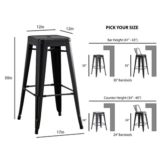 Backless Bar Stools (Set of 2) - Black