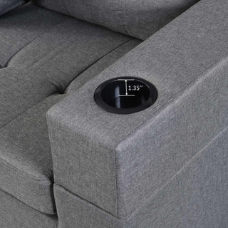 Modern Sectional Sofa Set With L Shape Chaise Lounge, Cup Holder, 4 Seat - Gray