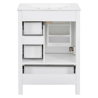 Bathroom Vanity With Sink, Soft-Close Doors, Double-Layer Shelf And 3 Drawers