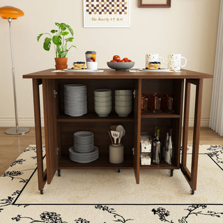 3 In 1 Foldable Side Table With 4 Storage Shelves