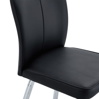 Modern Bar Chair Set Streamlined Backrest Metal Legs 2 Pieces - Black / Silver