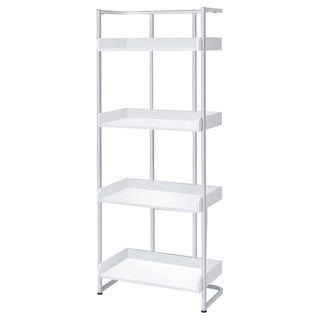 4 Shelf Open Back Bookcase With Accents - White