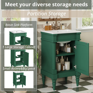 Bathroom Vanity With Sink, Storage Cabinet With Door, Drop In Sink, Compact Freestanding Design
