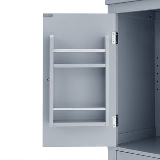 Elegant Bathroom Floor Storage Cabinet With 4 Doors, Adjustable Shelves