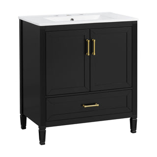Elegant Fluted Bathroom Vanity With Sink, Soft Close Doors & Drawer