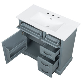 36" Bathroom Vanity With Sink, 2 Tip-Out Drawers, Soft Close Hinges
