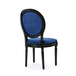 French Country Inspired Dining Chair With Iconic Round Backrest - Navy Blue