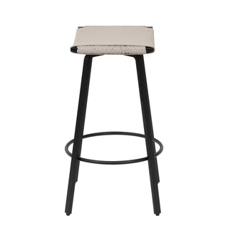Counter Height Bar Stools Backless Handwoven Kitchen Dining Chairs With Round Footrest (Set of 2) Weaving Pub Stoo - Creamy White