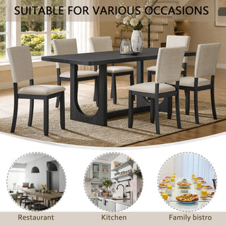 Dining Table Set, Rectangular Kitchen Table With Upholstered Chairs