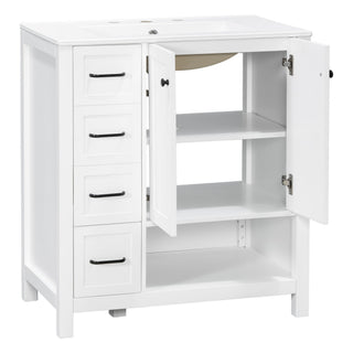 Bathroom Vanity With Sink Top, Bathroom Vanity Cabinet With 2 Doors And 2 Drawers, Open Shelf