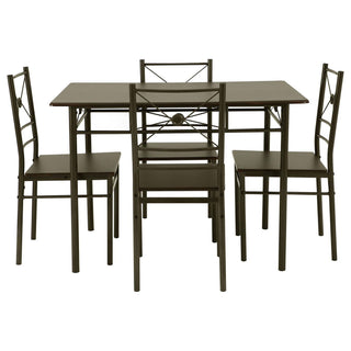 5 Piece Rectangle Dining Set With Tubing Base