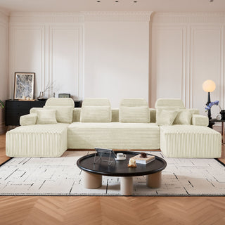 Sectional Sleeper Sofa & Storage Pockets, Modular Couch With Throw Pillows For Living Room
