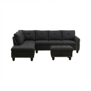 L - Shaped 3 Piece Sectional Sofa With Chaise, Storage Ottoman & Cup Holders