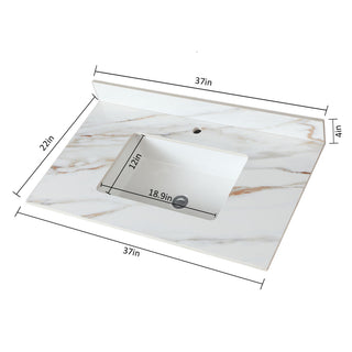 Elegant Vanity Top With Undermount Sink And Backsplash, Sintered Stone