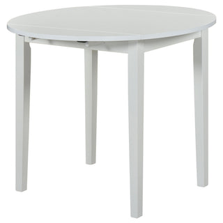 Cliff - 3 Piece Round Drop Leaf Dining Table Set With Ladderback Chairs - White
