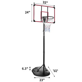 Portable Basketball Hoop System Stand, Height Adjustable For Indoor / Outdoor - Red