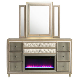 Mika - 8 Drawer LED Dresser And Mirror Set - Ivory