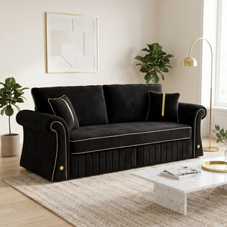 Sofa With Rolled Arms, 3 Seater Couch, Living Room Accent