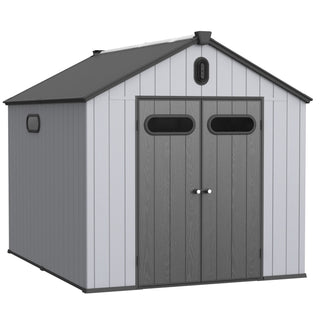 Resin Plastic Storage Shed For Backyard Garden With Spire Tool Storage