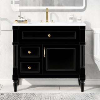 Freestanding Bathroom Vanity With Sink, Adjustable Shelf, Flip Drawer