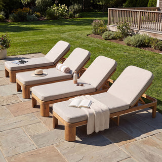 Outdoor Chaise Lounge With Cushion, 5 Position Adjustable Backrest