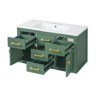 Wall Mounted Bathroom Cabinet With Sink, Multiple Drawers And Doors - Green
